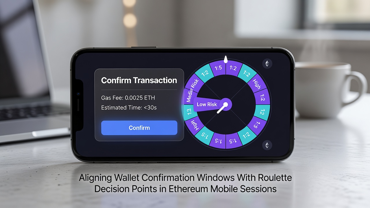 Darstellung der Synchronisation von Bestätigungsfenstern und Roulette-Entscheidungen in Ethereum-Mobile-Apps