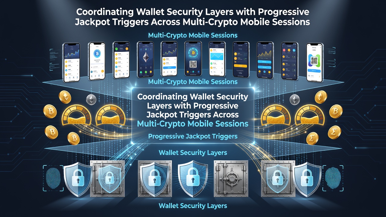 Illustration der Wallet-Sicherheitsschichten und Jackpot-Trigger in mobilen Krypto-Sessions