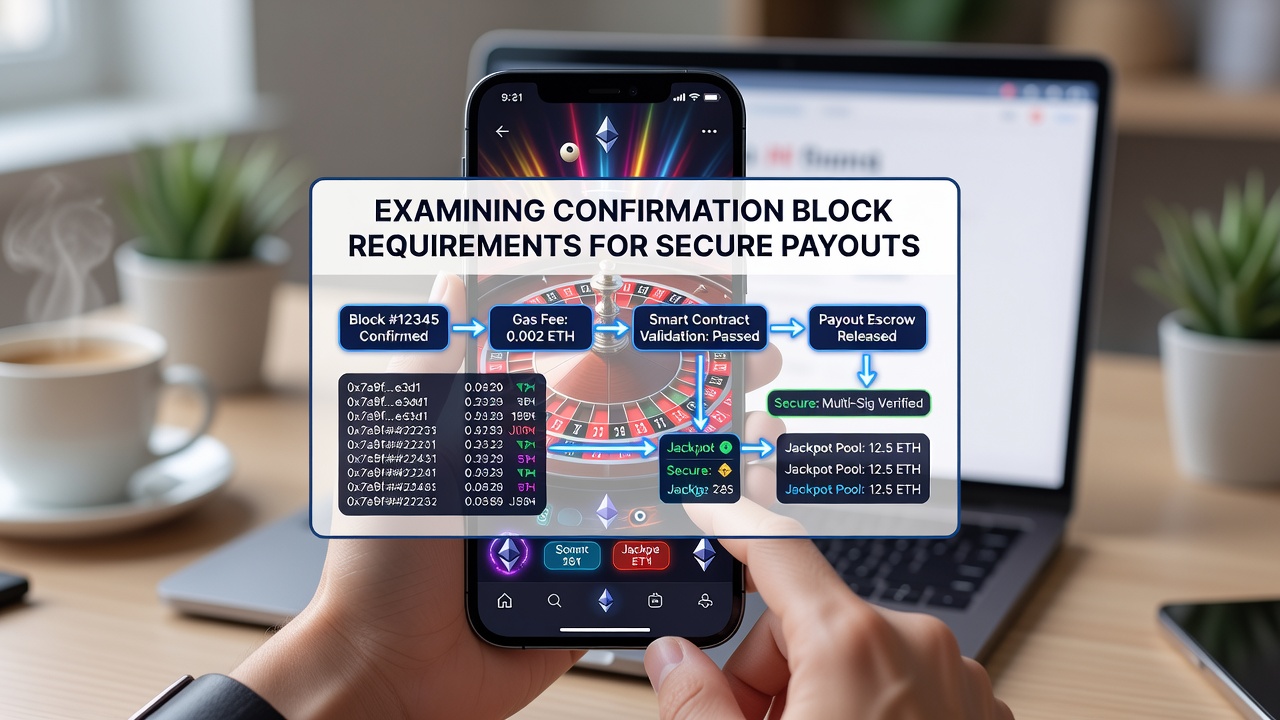 Mobile App-Oberfläche mit Ethereum-Transaktionsbestätigungsanzeige für Roulette-Jackpots