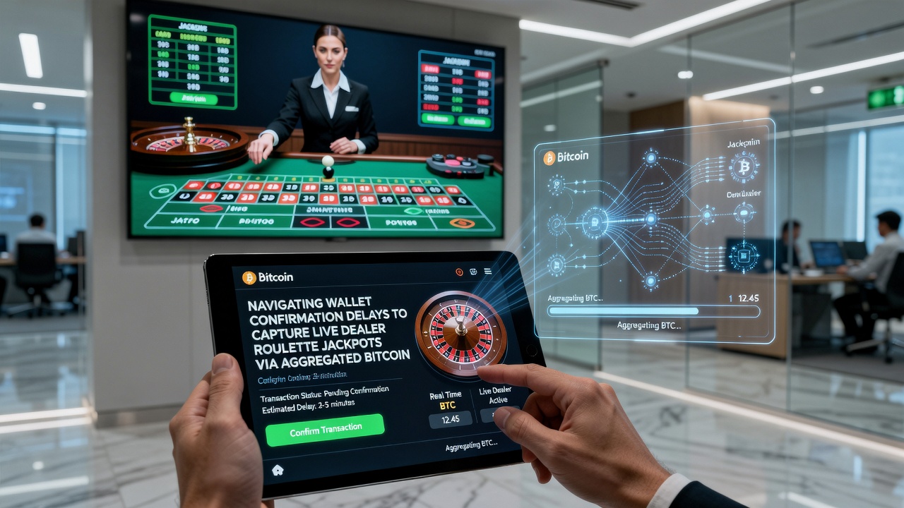 Mobile App-Oberfläche mit aggregierten Krypto-Einzahlungen und Live-Roulette-Jackpot-Anzeige