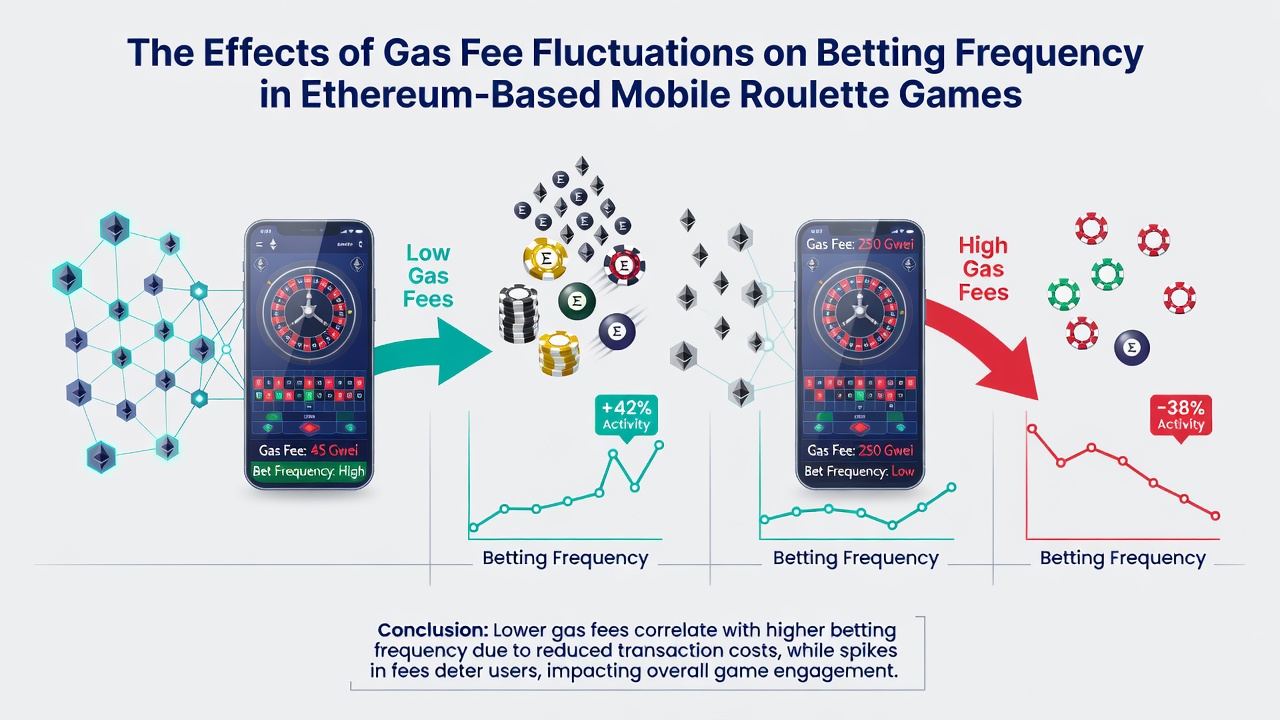 Grafik mit Vergleich von Wettfrequenzen bei unterschiedlichen Gaspreisniveaus in mobilen Ethereum-Roulette-Anwendungen
