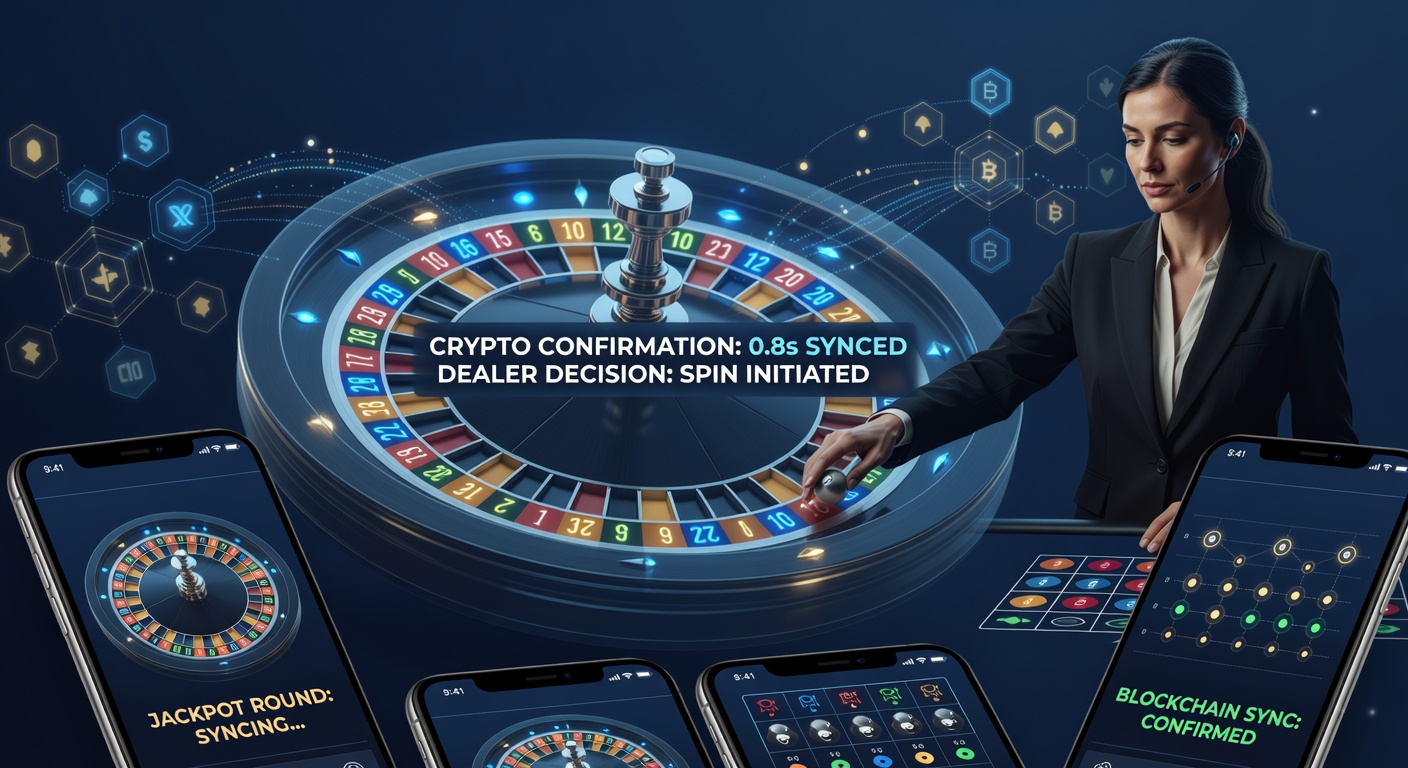 Technische Darstellung der Synchronisation von Blockchain-Bestätigungen und Live-Roulette-Entscheidungen auf mobilen Geräten